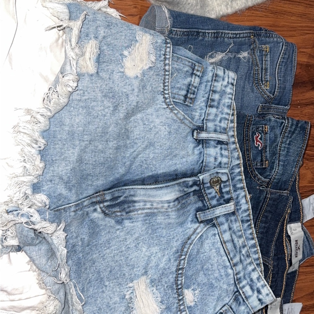 Distressed Light Blue Denim Shorts